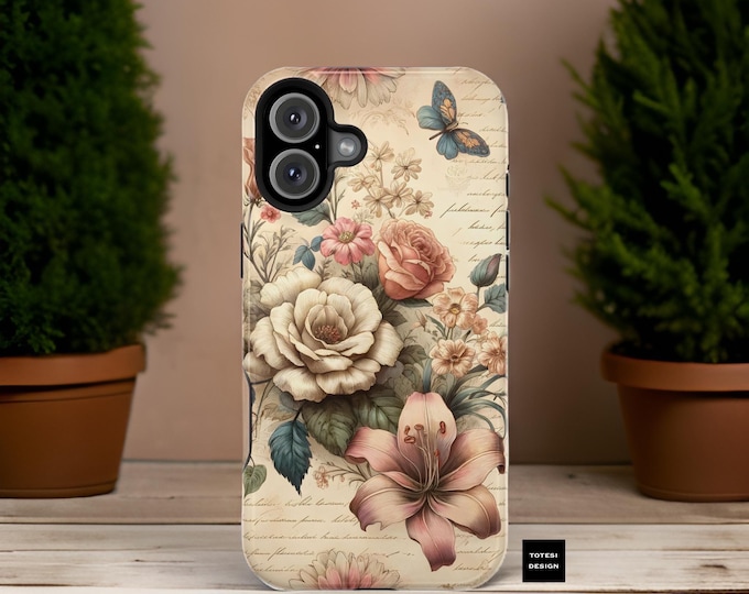 iPhone case magnetic French Floral Boho Pretty Vintage iPhone case - iPhone tough case - 16 15 14 13 Pro Max Plus Mini