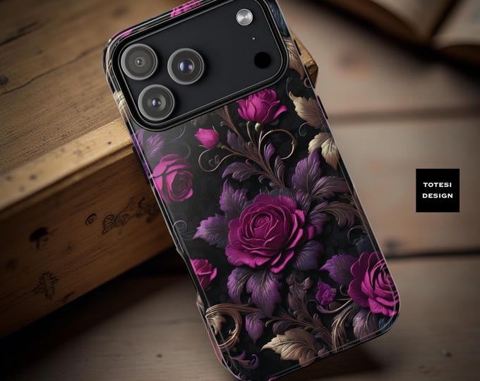 Gothic Dark Floral Rococo iPhone models and Samsung Galaxy Tough Case S25 S24 S23 S22 S21 Plus Ultra | Tough Phone Case |Glossy Matte