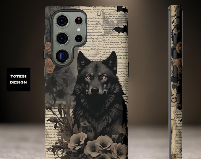 Gothic Wolf Vintage style Samsung Galaxy phone cases | iPhone cases 16 15 14 13 12 11  glossy matte | S24 S23 S22 S21 S20 Plus Ultra