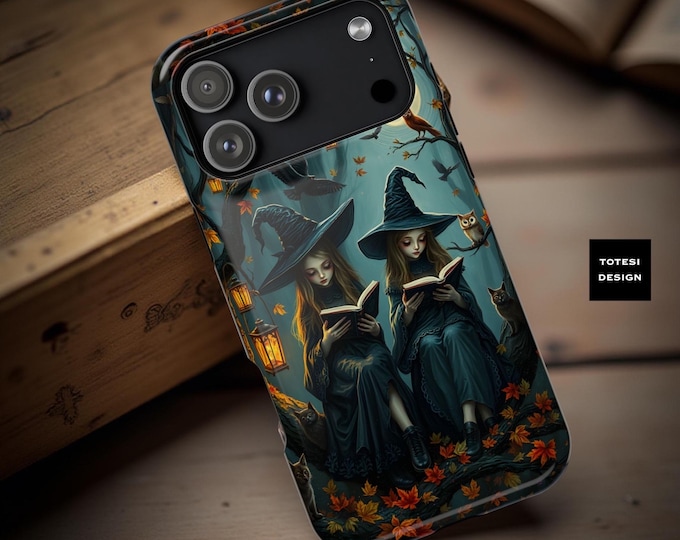 Halloween phone case Witches reading in Spooky Forest MagSafe iPhone tough case