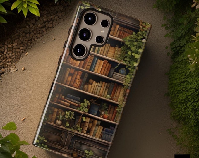 Old vintage library books bookcase whimsical aesthetic| Samsung Galaxy Tough Case S24 S23 S22 S21 Plus Ultra  | Glossy or Matte