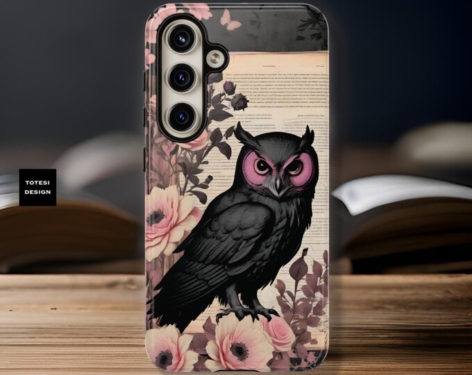 Phone Case Gothic floral owl books dark academia Samsung Galaxy Google Pixel phone cases | dark academia iPhone 16 -11 | book owl lover gift