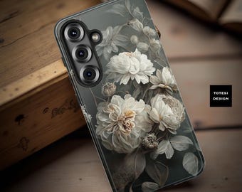 Dark Floral iPhone Case: Dual Layer Protective Phone Cover