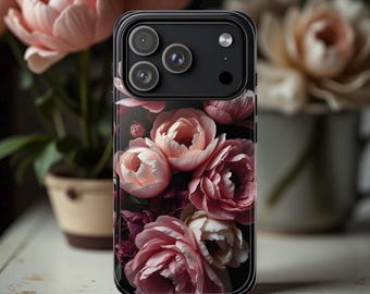 Peony Floral Phone Case, Elegant Blush Pink Rose Art  iPhone & Galaxy