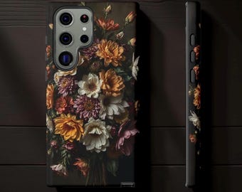 Gothic Floral Tough Phone Case: Dark Academia Style