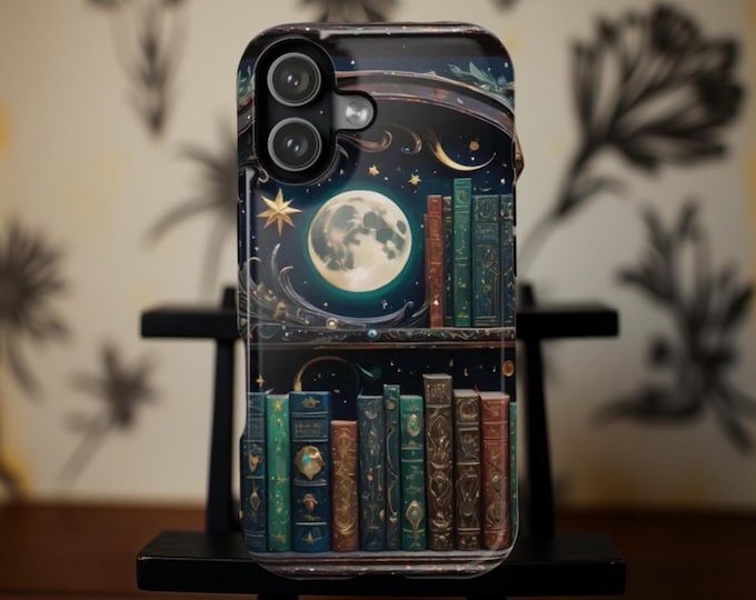 Celestial Bookshelf iPhone MagSafe Case, Witchy Book Stuff, Spell Books, magnetic Apple MagSafe compatible