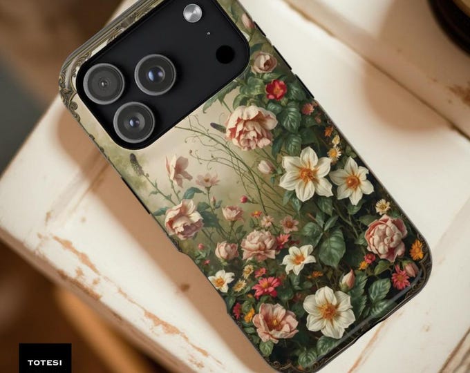 Art Nouveau Floral iPhone Case, Vintage Garden, Magsafe Compatible Samsung iPhone