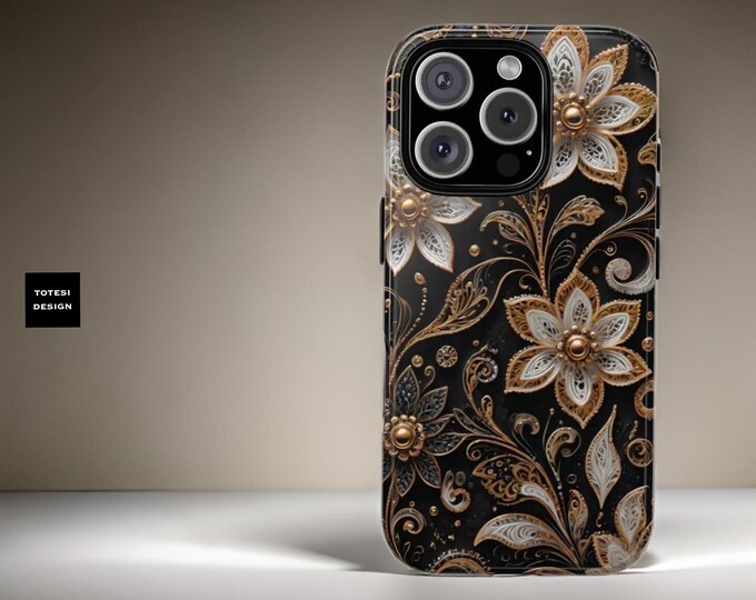 Floral Chic Artsy Phone Case, Samsung Galaxy S24, S23, S22, iPhone 16, 15, 14, 13, 12, tough protective case, Gift for Her