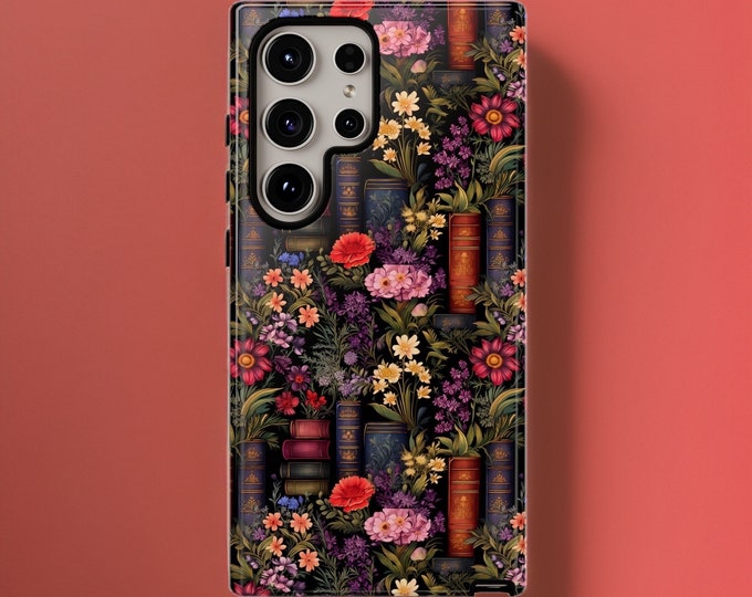 Flowers Books Samsung tough case S24 S23 S22 S21 S20 Plus Ultra | writer book worm gift