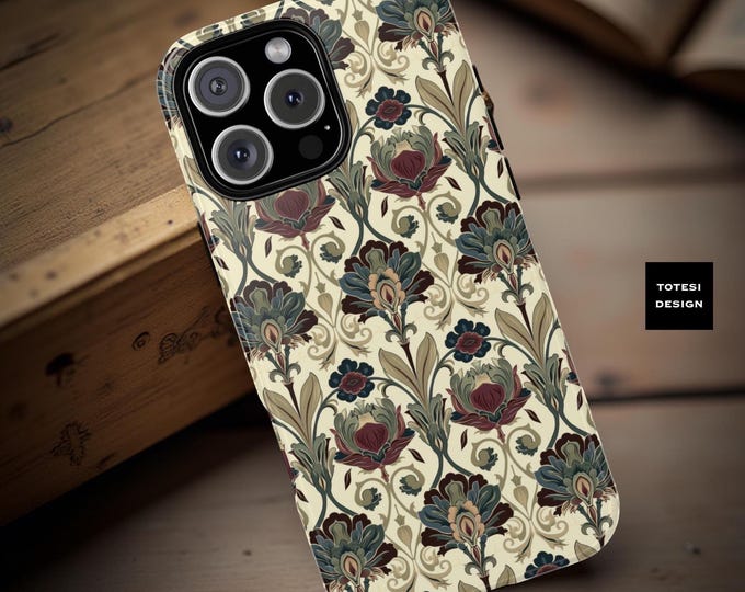 Vintage Botanical Floral Phone Case Art Nouveau Tough Cover for iPhone & Samsung Galaxy
