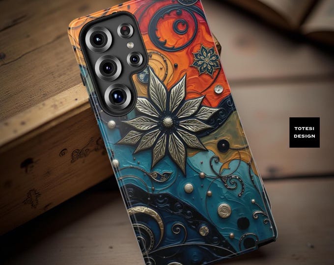 Bold colorful Floral Mandala Tough iPhone Case, Samsung iPhone Google