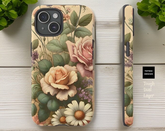 Spring Garden Floral Samsung iPhone tough phone cases S23 S22 S21 S20 Plus Ultra  |Glossy or Matte