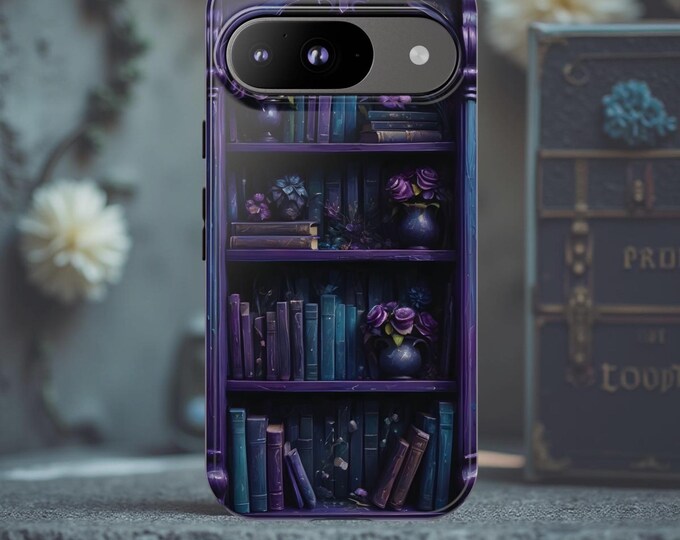 Tough Cases, Gothic Dark Academia Books Floral Bookish Phone Case | Birthday Gift for Bookworm Readers, iPhone Samsung Google