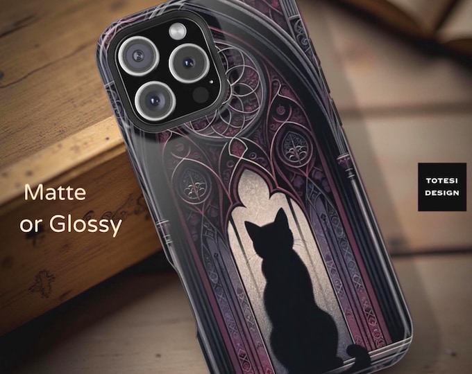 Gothic Black Cat iPhone MagSafe Case – Dark Academia Style