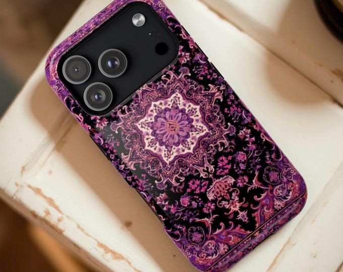 Purple Mandala Pattern iPhone Magsafe magnetic floral arabesque Case