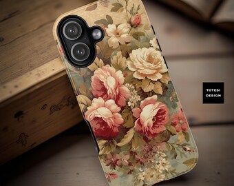 Vintage pastel pretty floral art tough phone case| iPhone, Google or Samsung