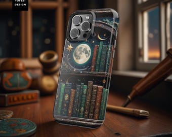 Celestial Bookshelf iPhone MagSafe Case, Witchy Book Stuff, Spell Books, Gift for Reader - Magnetic Tough Cases, Phone Accessories, Unique