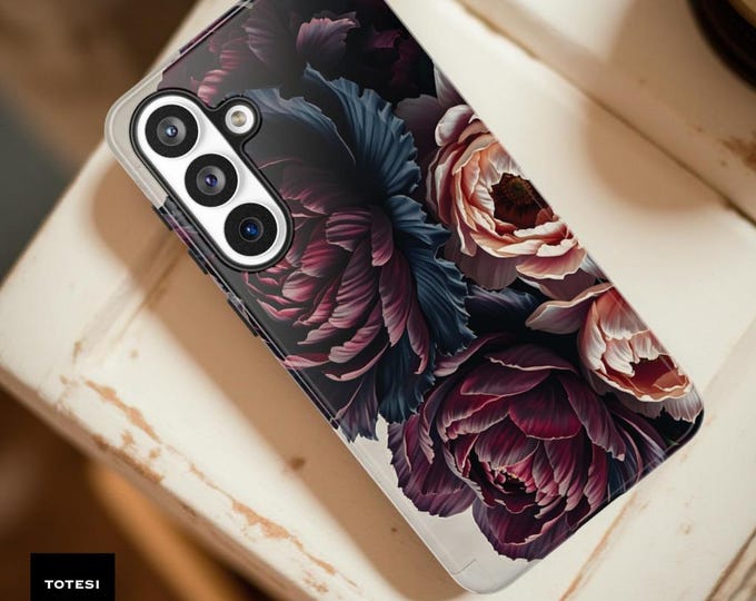 Dark Floral Phone Case: Dual Layer, Sturdy, Glossy or Matte