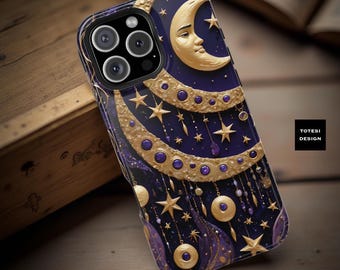Celestial Moon Stars iPhone MagSafe Case: Fantasy Art Phone Cover