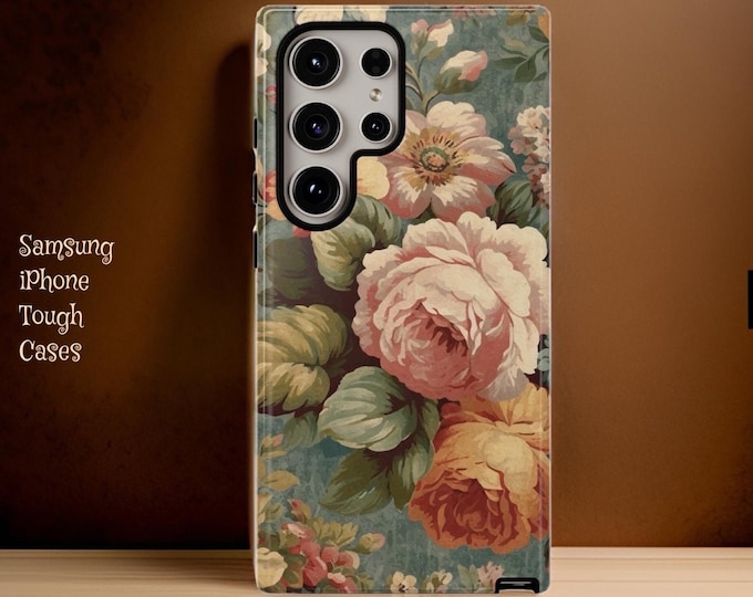 Vintage Light Floral Samsung Galaxy Tough Case S24 S23 S22 S21 Plus Ultra | Glossy or Matte