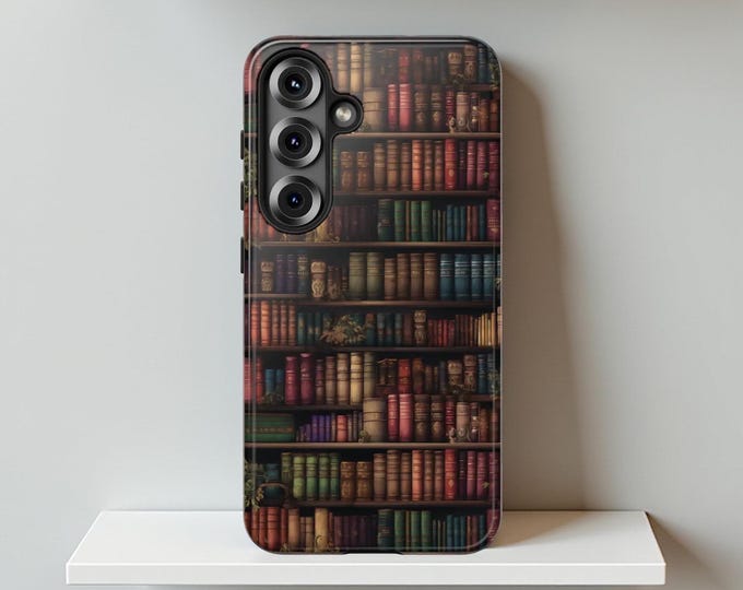 Phone Case, Vintage Books Library Bookshelf Design, Samsung Galaxy S25 S24 S23 S22 Plus Ultra, iPhone 16-11, Bookworm Gifts, Book Lover