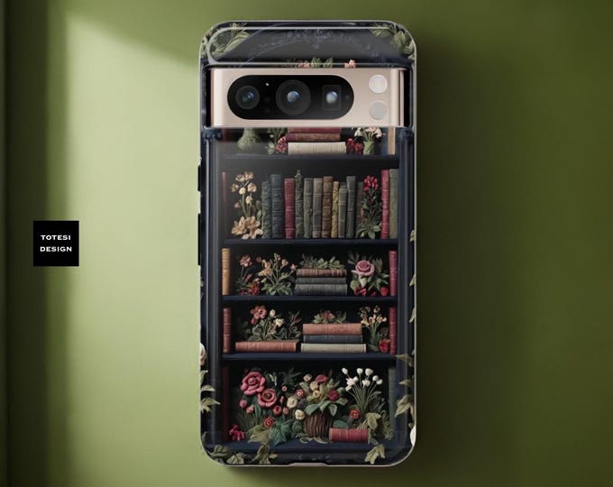 Google Pixel Cases Dark academia phone case Google Pixel 9 8 7 6 5, Pro XL Gothic Books Bookshelf Bookish, gift for book lover