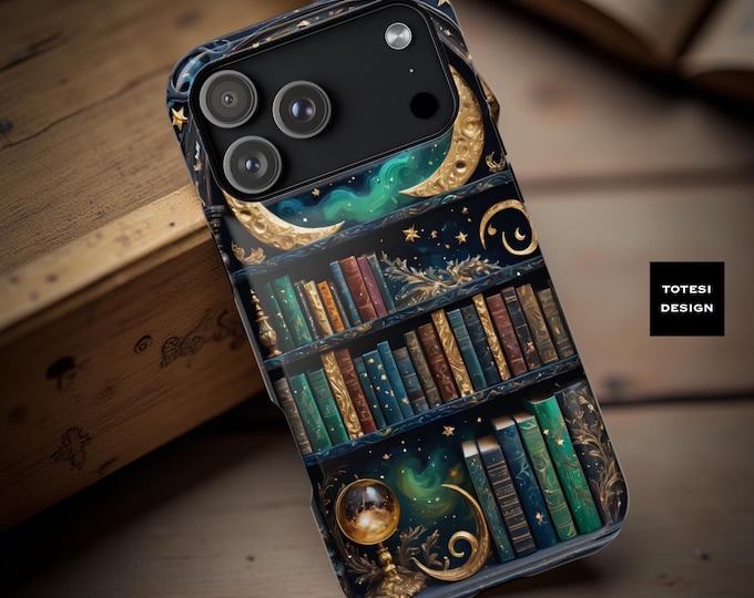 Celestial Bookshelf iPhone Case: Magical Library MagSafe Tough Case