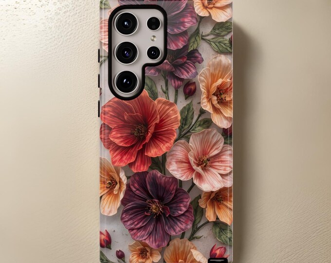 Boho Chic Samsung S25 S24 S23 Phone Cases Cover Tough Cases pretty cute floral  unique art aesthetic| tough phone cases| iPhone 16 - 11