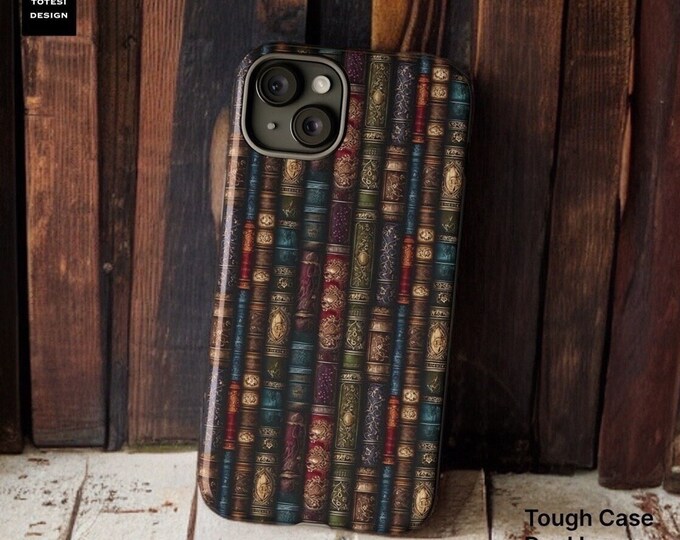 Old Books iphone tough phone cases 15 14 13 12 11 Pro Max Plus Mini | Teacher Librarian College Graduation Student Gift