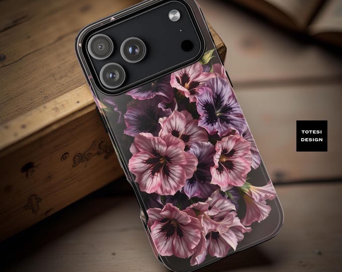 Dark Academia Floral iPhone Case: Gothic Moody Flowers, Tough Dual Layer