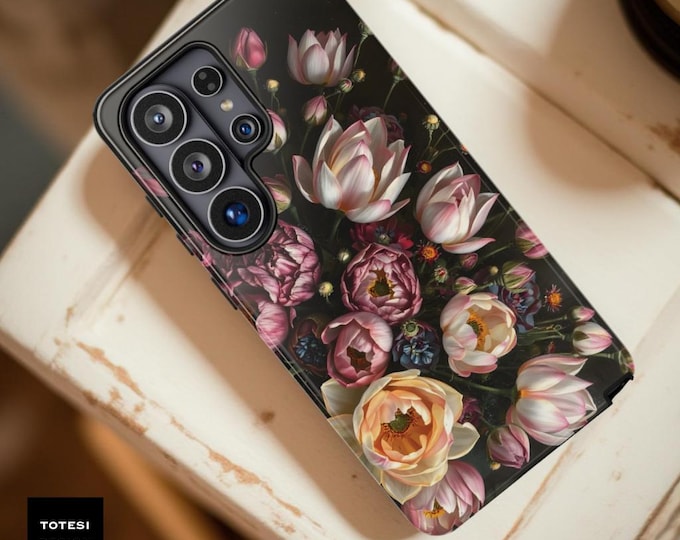 Dark Floral Blooms Academia  Case Victorian Gothic Tough Phone Cover