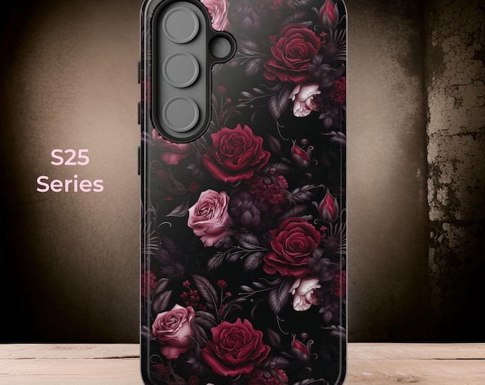 Gothic Floral Black Roses iPhone 16 15 14 13 12 11Samsung Galaxy S21 S22 S23 S24 S25 + Plus Ultra |ornamental Victorian Dark Academia