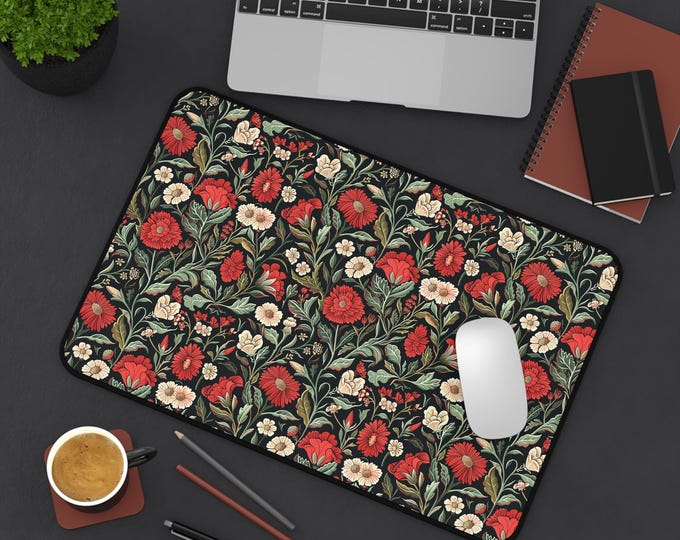 Floral Desk Mat | Elegant Home Office Decor, Colorful Workspace Mat, Gift for Flower Lovers, Boho Chic Desk Accessories, Mother's Day Gift
