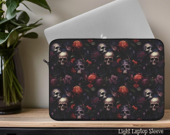 Gothic Rococco Skulls Laptop Sleeve, Padded Plush Fleece Interior, Student Daughter Birthday Gift, 12 13 15 inch, MacBook Sleeve