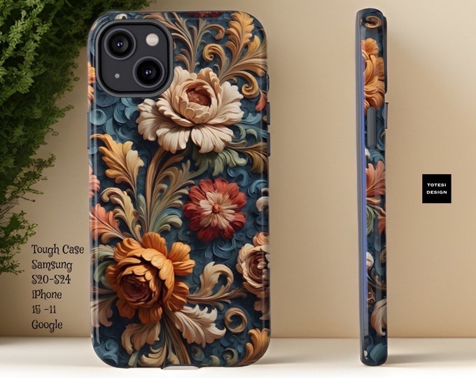 Samsung Phone case her dark floral academia iPhone 16 15 14 13 12 Pro Max Plus tough case| S25 S24 S23 S22 l Plus Ultra | Gift birthday Her