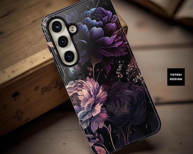Purple Moody Floral Romantic iPhone 17 - 11  Samsung S25 - S21 Gothic floral her