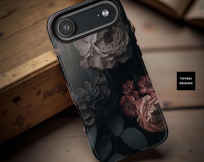 Dark Floral Gothic Phone Case: Dual Layer Tough Protection