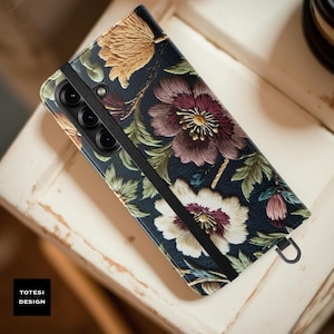 Vintage Floral Wallet Phone Case: Faux Leather Cardholder
