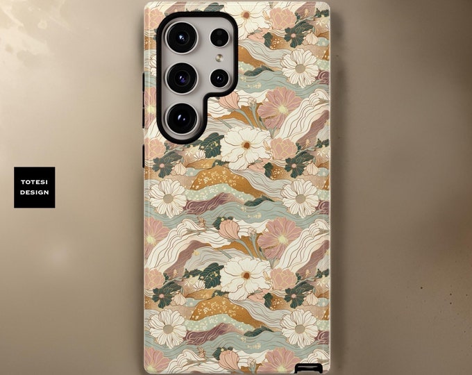 Japanese pastel abstract floral aesthetic| Samsung Galaxy Tough Case S24 S23 S22 S21 Plus Ultra  | Glossy or Matte