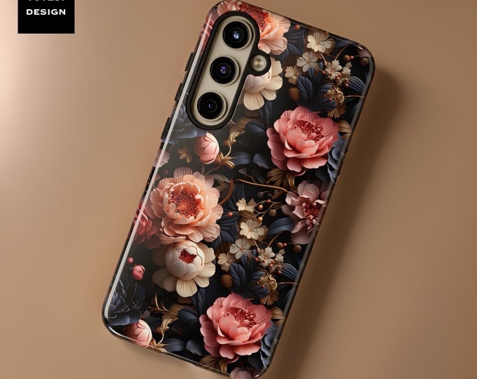 Dark floral Romantic Chic Samsung Galaxy Case S24 S23 S22 S21 S20 Plus Ultra| Glossy or Matte | Goth Floral romantic traditional moody art