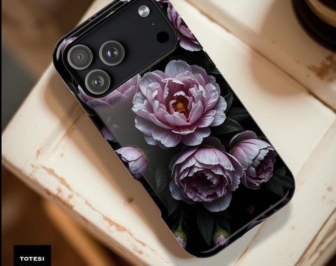Pink Peony Floral Night Garden  MagSafe Case: Dark Academia Tough Phone Cover