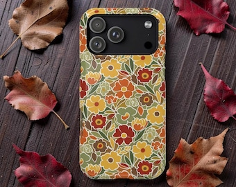Retro Floral Pattern Phone Case | Magnetic Impact-Resistant Case