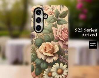 Tough Cases, Vintage Garden Floral Botanical Nature Phone Case, iPhone 16-11, Samsung S25 S23 S22 S21 plus ultra