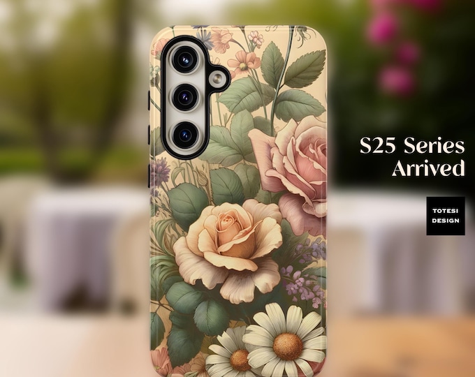 Tough Cases, Vintage Garden Floral Botanical Nature Phone Case, iPhone 16-11, Samsung S25 S23 S22 S21 plus ultra