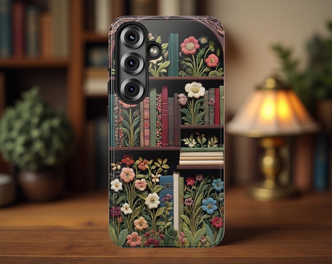 Whimsical cute Books Floral Phone Cases, iPhone 16 15 14 13 12 11,  Google Pixel Samsung Galaxy S25 S24 S23 S22, Gift for book lover, reader