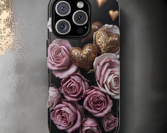 Valentines phone Case Floral Rose Goth Heart Phone Case Romantic