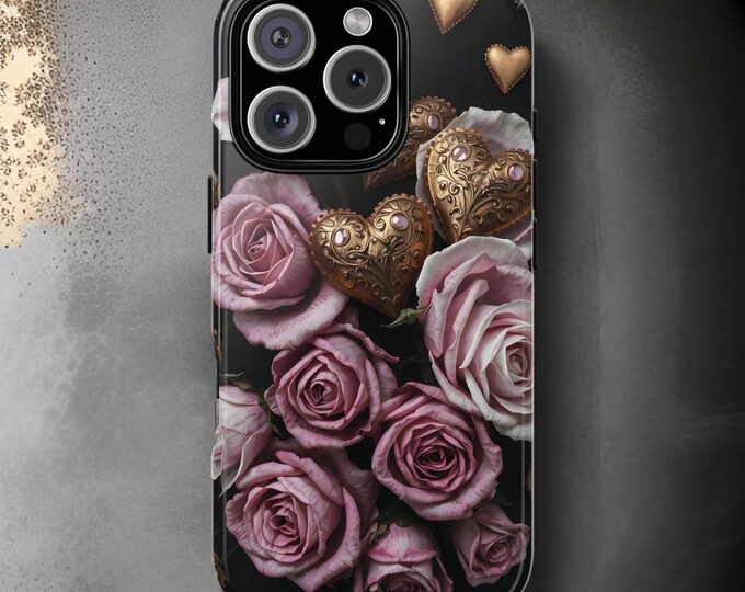 Valentines phone Case Floral Rose Goth Heart Phone Case Romantic