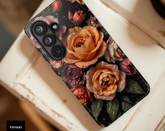 Orange Roses Floral Phone Case for Samsung iPhone – Boho Design