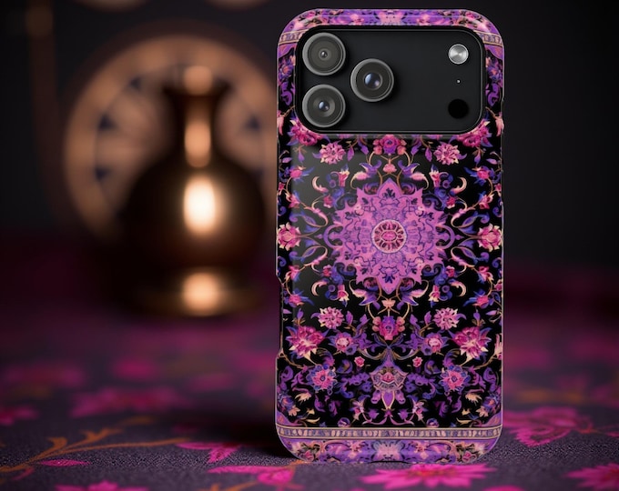 Pink Boho Oriental Carpet iPhone MagSafe Case | Magnetic Impact-Resistant