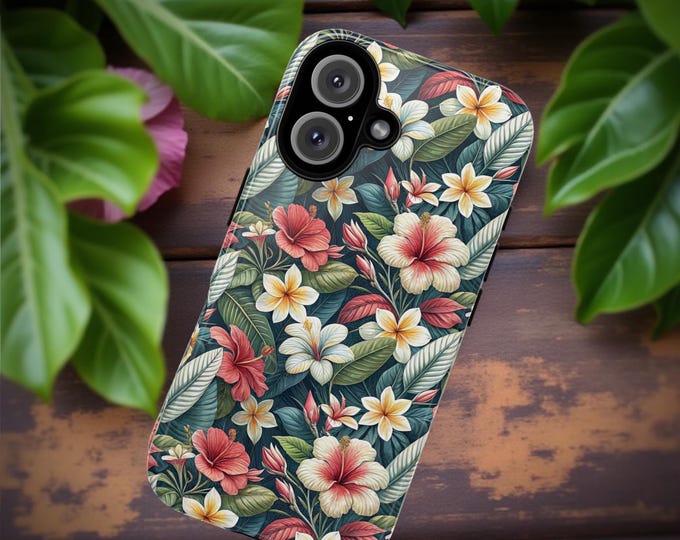 Tough Cases, Retro Flowers Tropical Beach Phone Cover, Summer Vacation Vibes, iPhone Google Samsung Galaxy Accessories, Protective Floral